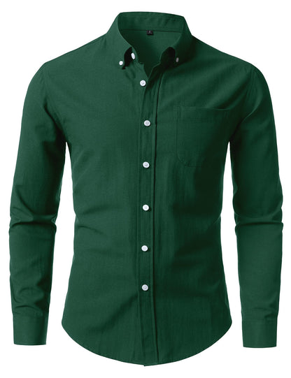 HOTLucMatton Men's Lightweight Oxford Long Sleeve Button Down Shirt Business Casual Slim fit Dress Shirts with Pocket