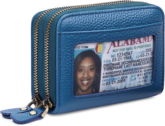 HOTGOIACII Small Genuine Leather Wallet for Women, RFID Blocking Credit Card Holder Wallet