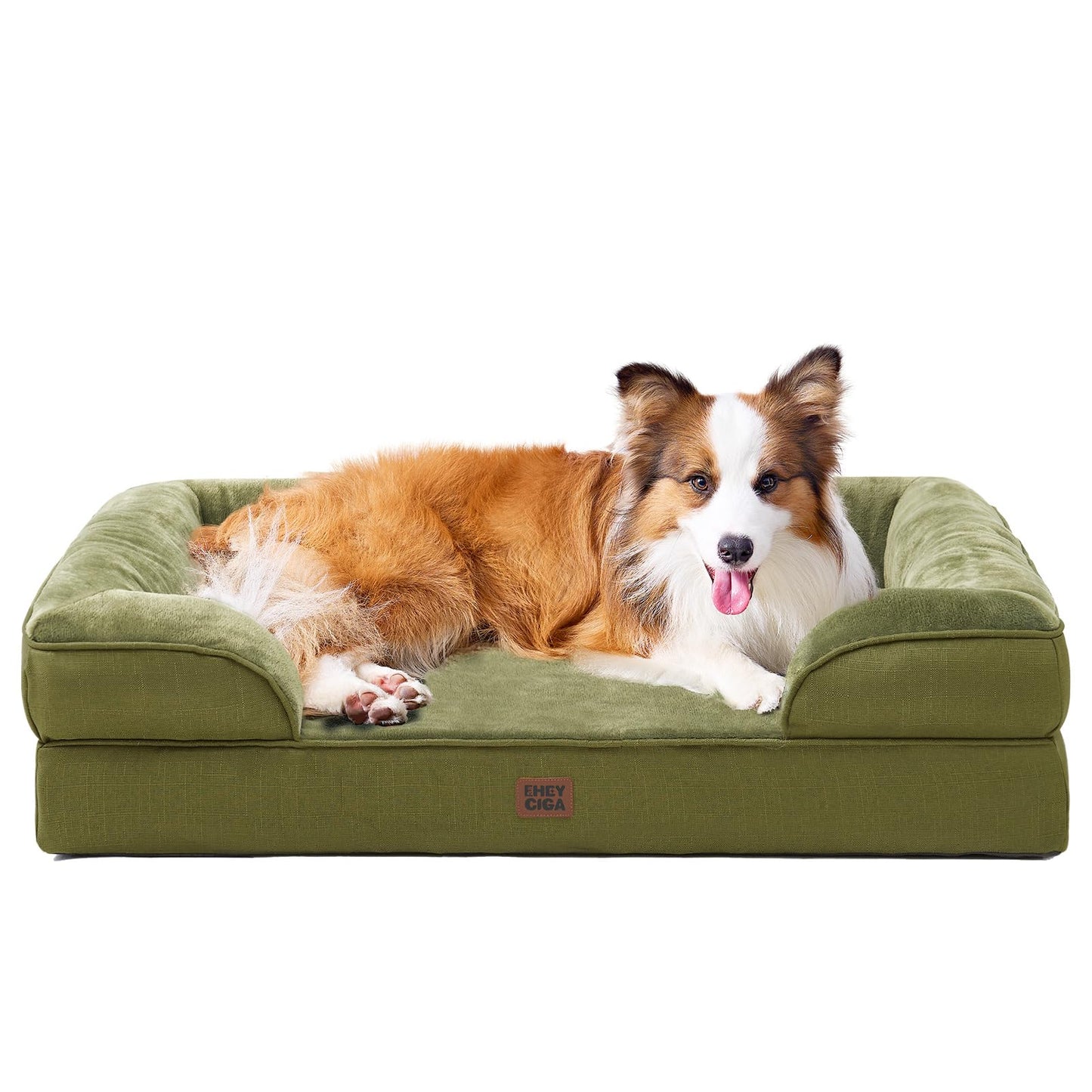 HOTEHEYCIGA Orthopedic Dog Beds for Extra Large Dogs 44x32Inch, Polyurethane Foam XL Pet Bed with Sides, Non-Slip and Egg-Crate Foam Big Dog Couch Bed with Washable Removable Cover, Grey