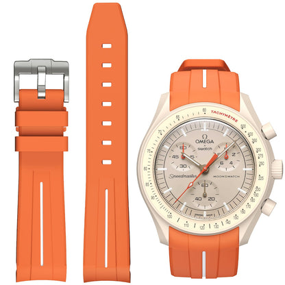 HOTBands for Moonswatch Watch,Curved No Gap Rubber Strap Compatible with Omega X Swatch Moonswatch Speedmaster/Rolex/SEIKO 20mm Watch,Swatch Omega Moonswatch Speedmaster Watch Replacement Band Men Women