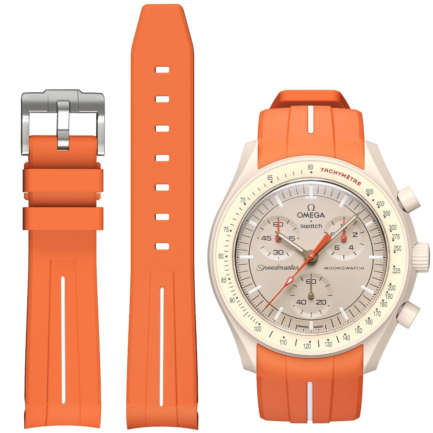 HOTBands for Moonswatch Watch,Curved No Gap Rubber Strap Compatible with Omega X Swatch Moonswatch Speedmaster/Rolex/SEIKO 20mm Watch,Swatch Omega Moonswatch Speedmaster Watch Replacement Band Men Women