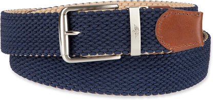 HOTDOCKERS Men's Reversible Stretch Fabric Braid Belt - Summer Belt, Golf Belt, Nautical