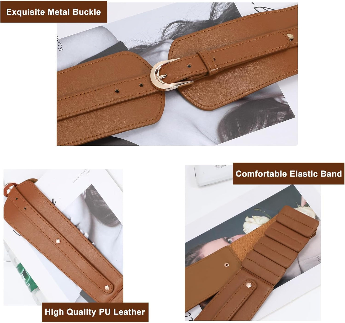 HOTSUOSDEY Womens Wide Elastic Waist Belt for Dress Ladies Stretch Cinch Belt for Women