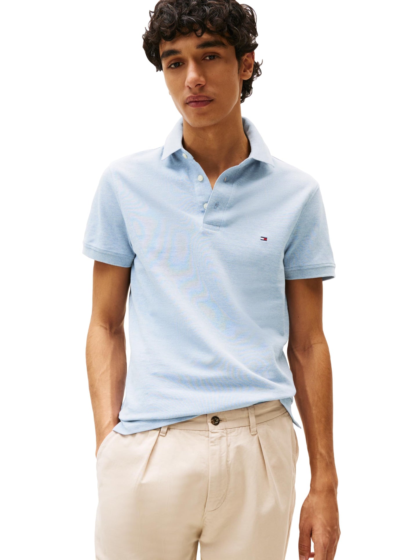 HOTTommy Hilfiger Men's Short Sleeve Polo Shirts in Slim Fit with Stretch and Organic Pique Cotton