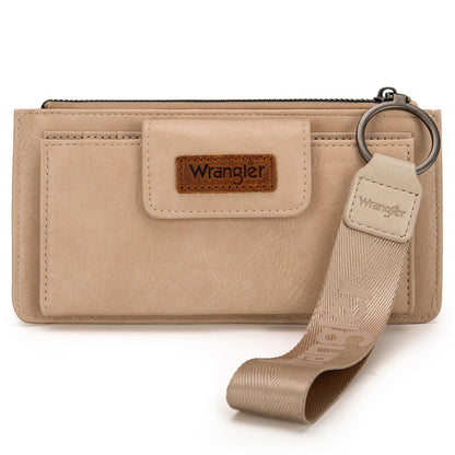 HOTMontana West X Wrangler Brown Wristlet Wallet Minimalist Clutch Womens Wallet Rfid Card Cases & Money Organizers with Coin Purse and Smooth Zipper