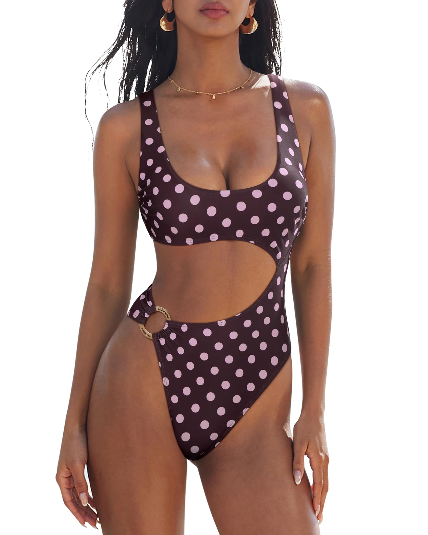 HOTSUUKSESS Women Sexy One Piece Tummy Control Swimsuit Cutout Backless Bathing Suit