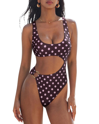 HOTSUUKSESS Women Sexy One Piece Tummy Control Swimsuit Cutout Backless Bathing Suit