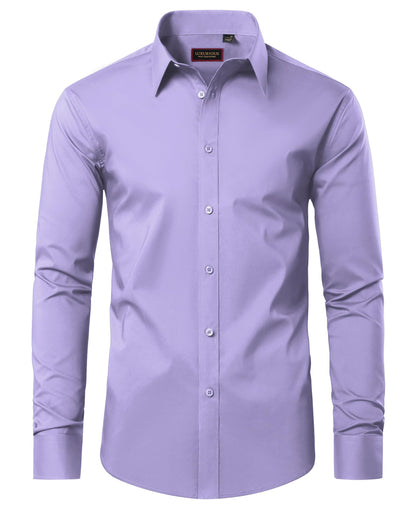 HOTLion Nardo Cotton Mens Dress Shirts Long Sleeve Wrinkle Free Business Casual Button Down Shirts Formal Shirts Big and Tall