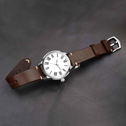 HOTBISONSTRAP Men's Watch Bands, Hand-Stitched Leather Watch Straps, Quick Release, 18mm 19mm 20mm 21mm 22mm