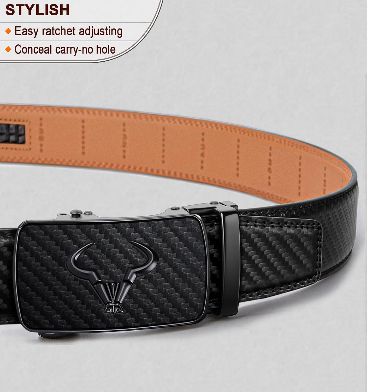 HOTBULLIANT Men's Belt,Brand Ratchet Belt Of Genuine Leather For Gift Men Dress,Size Customized