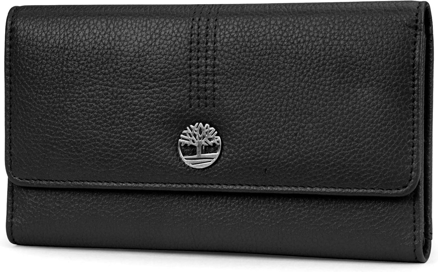 HOTTimberland Leather RFID Flap Wallet Clutch Organizer, Cherry (Pebble)