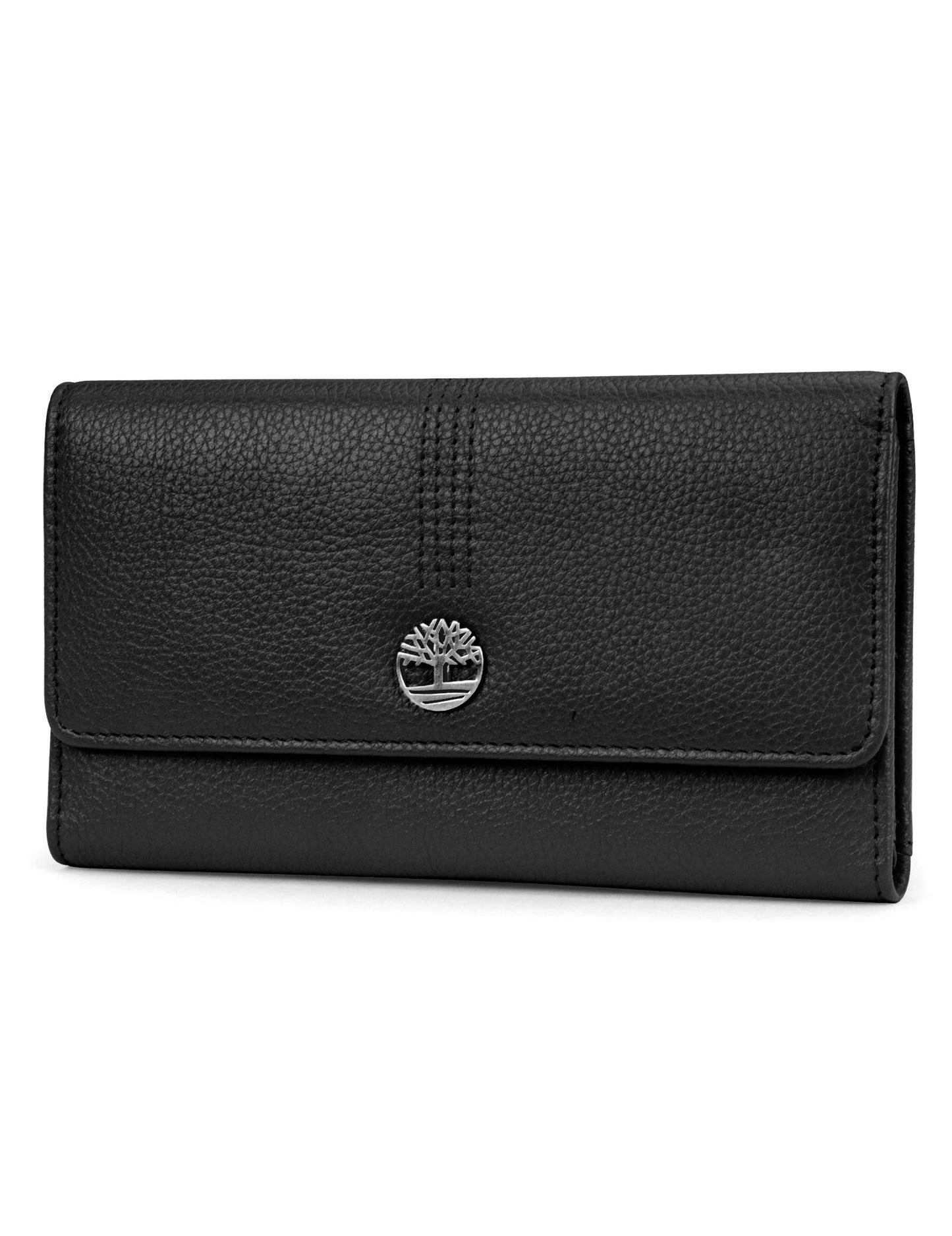 HOTTimberland Leather RFID Flap Wallet Clutch Organizer, Cherry (Pebble)