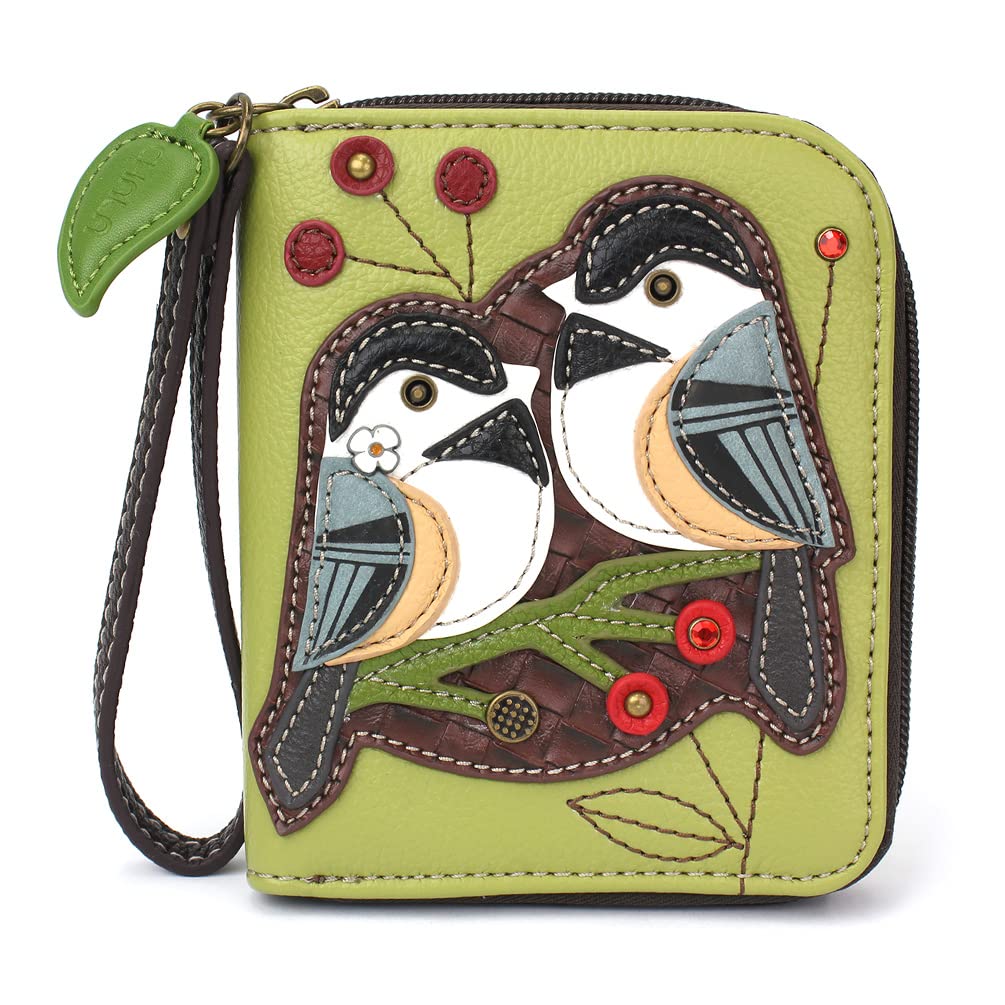 HOTCHALA Zip Around Wallet, Wristlet, 8 Credit Card Slots, Sturdy Pu Leather - Frog - Turquoise