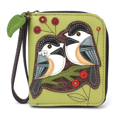 HOTCHALA Zip Around Wallet, Wristlet, 8 Credit Card Slots, Sturdy Pu Leather - Frog - Turquoise