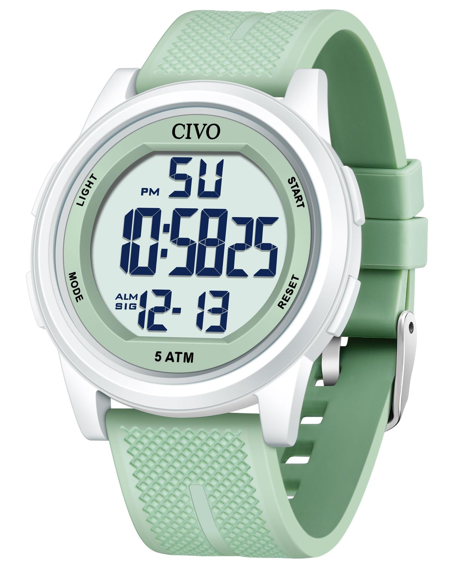 HOTCIVO Digital Watches for Women Men: Waterproof Large Dial Sports Watch 44mm | Ultra-Thin Soft Silicone Wrist Watch with Stopwatch and Alarm for Outdoor Enthusiasts - Running & Camping