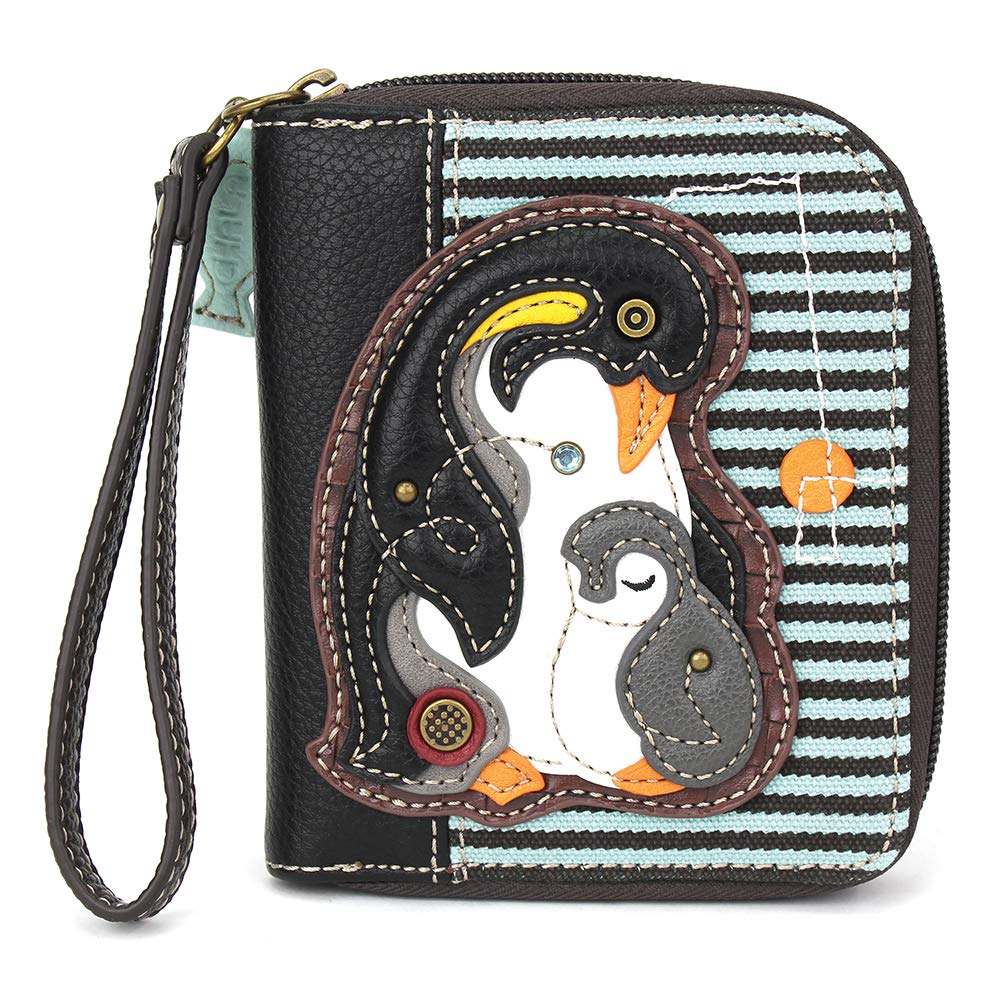 HOTCHALA Zip Around Wallet, Wristlet, 8 Credit Card Slots, Sturdy Pu Leather - Frog - Turquoise