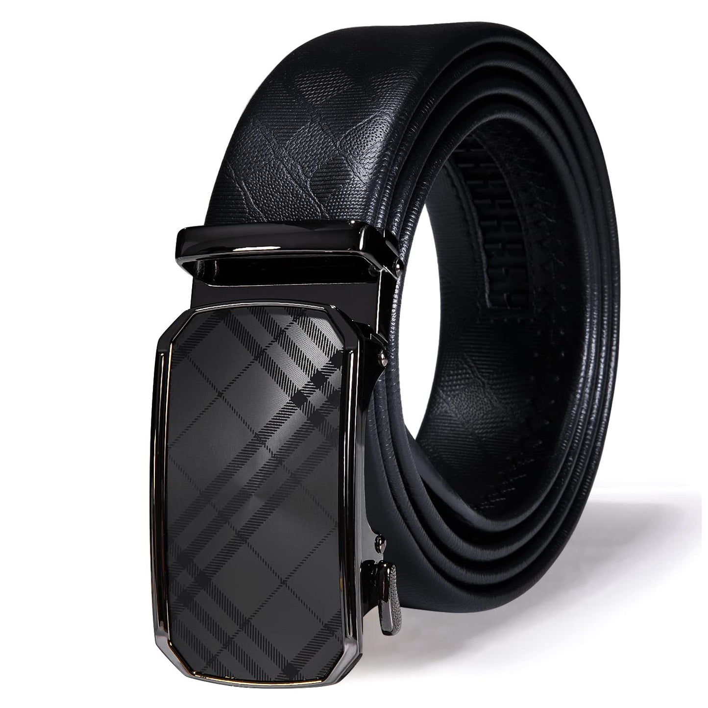HOTDubulle Designer Mens Belts, Sliding Automatic Buckle Ratchet Dress Belt TOP Genuine Leather Strap Gifts