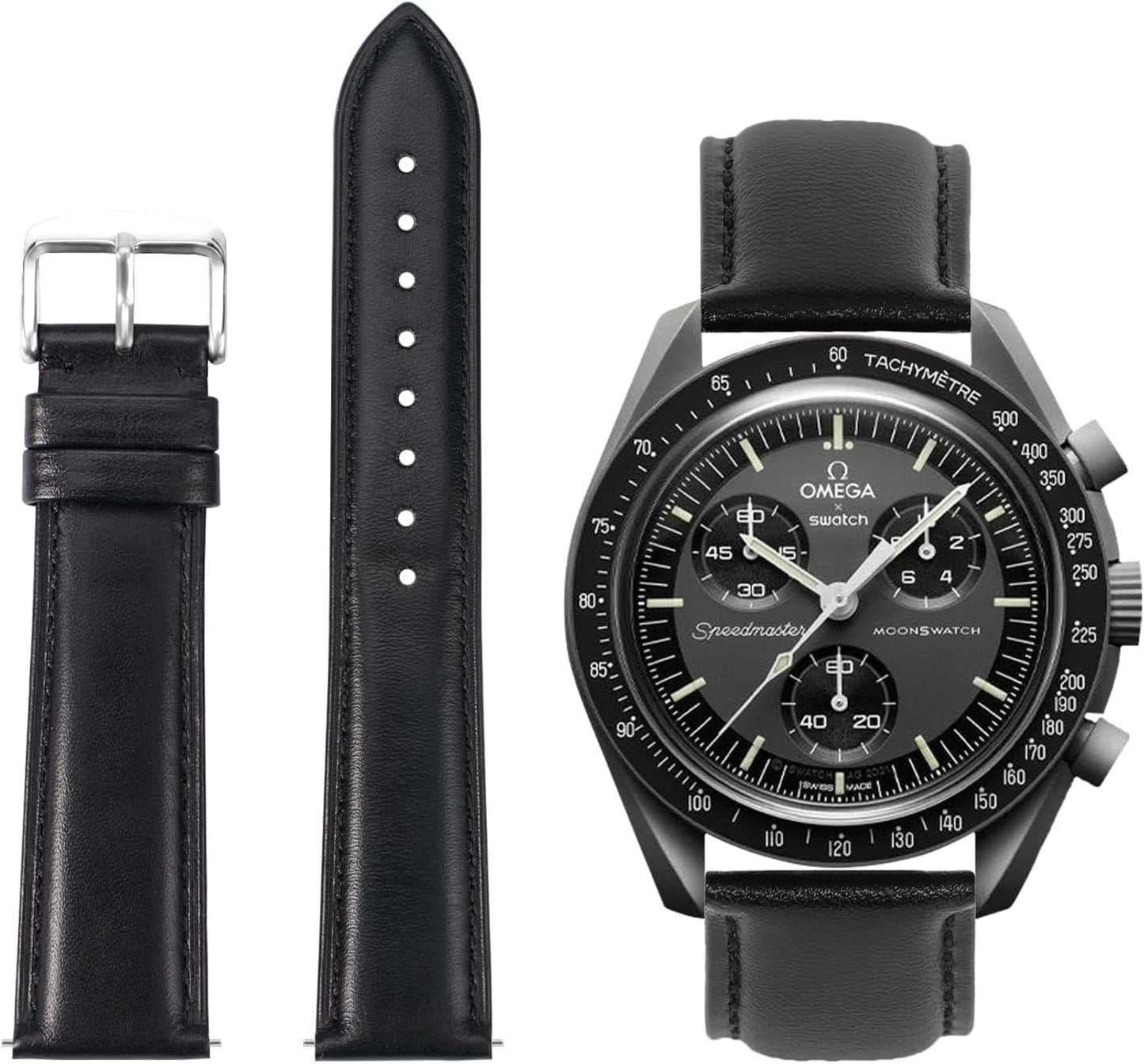 HOTTStrap Leather Watch Bands for Moonswatch - Watch Strap Compatible with Omega x Swatch Moonwatch - 20mm Quick Release Watch Band Replacement for Moonswatch Speedmaster