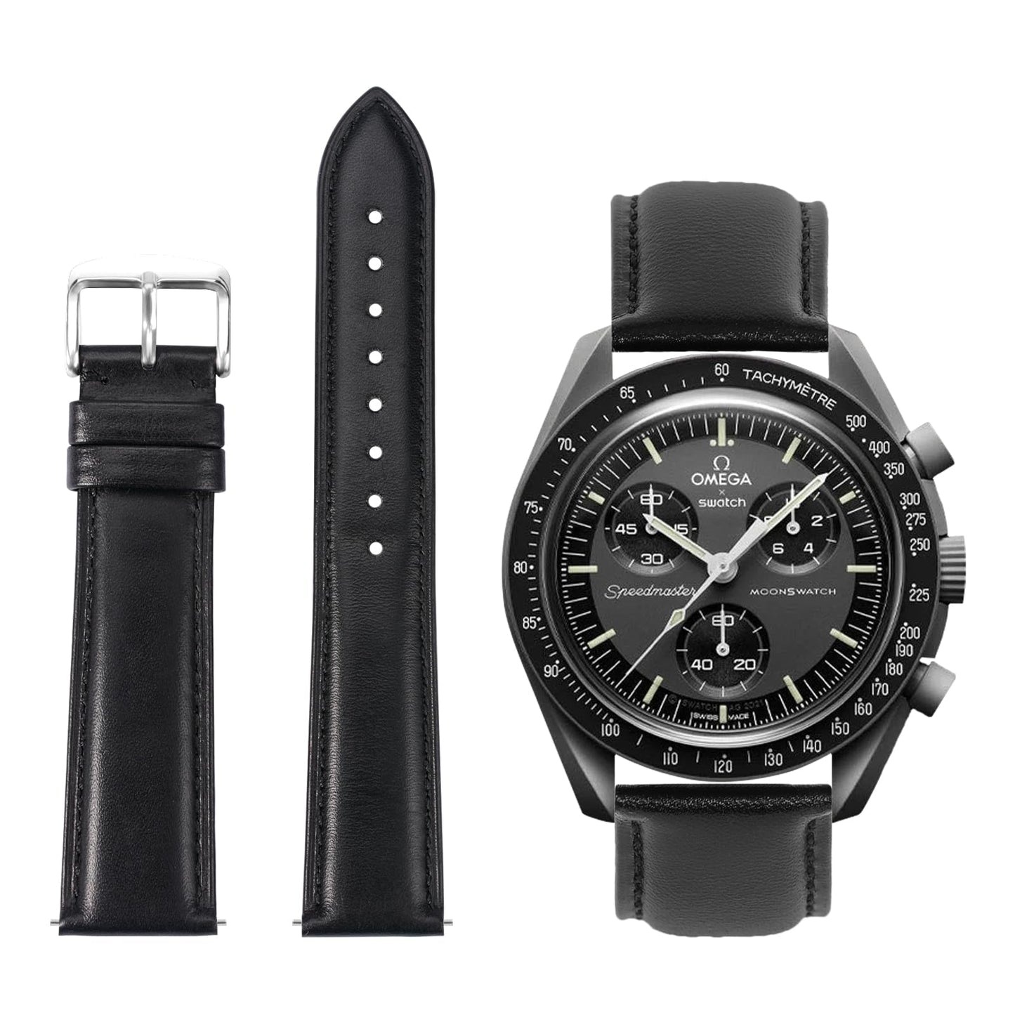 HOTTStrap Leather Watch Bands for Moonswatch - Watch Strap Compatible with Omega x Swatch Moonwatch - 20mm Quick Release Watch Band Replacement for Moonswatch Speedmaster