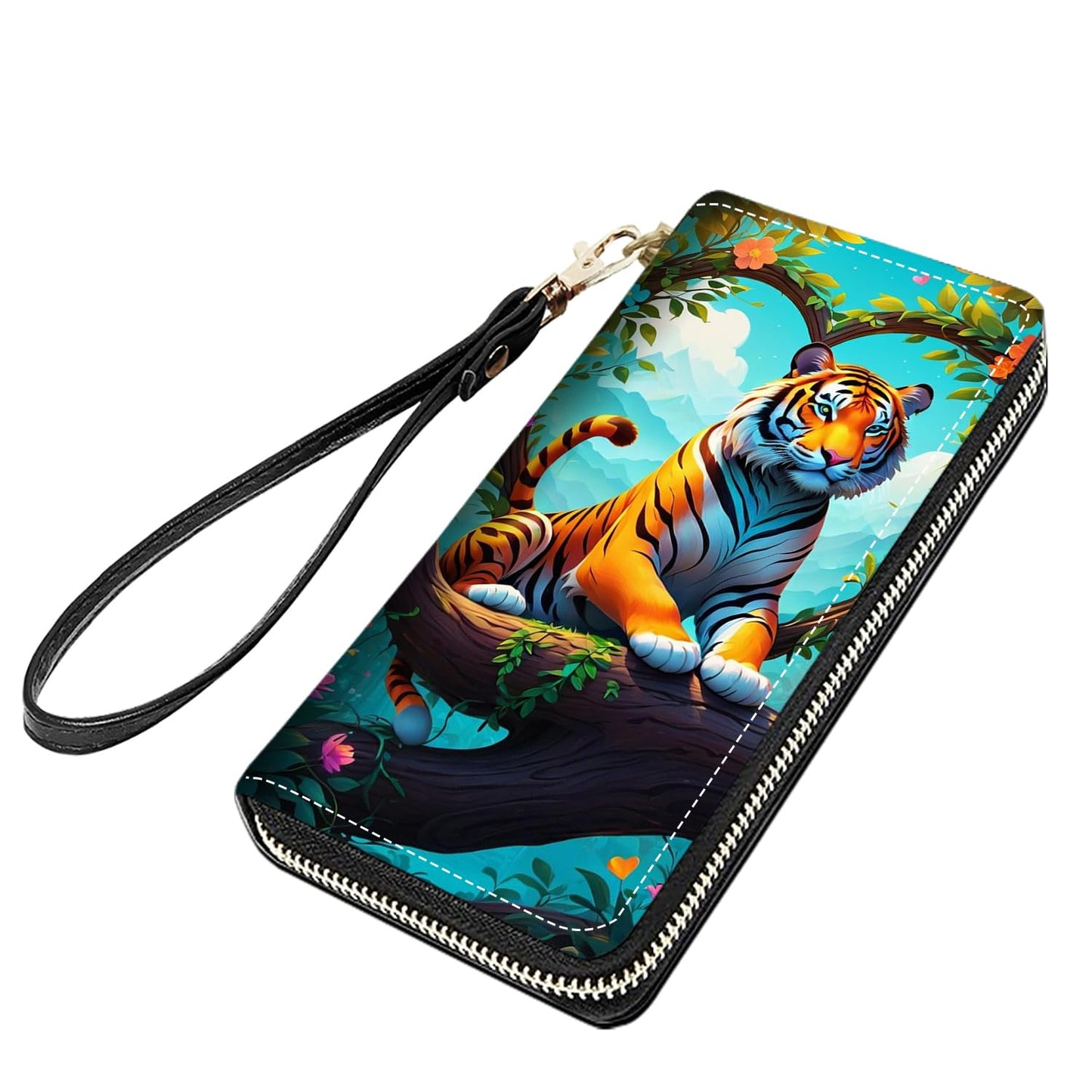 HOTCute Sloth Print Women Large Capacity PU Leather Zip Around Wallet, Multifunctional Clutch Purse for Cash/Card/Coin/Smart Phone