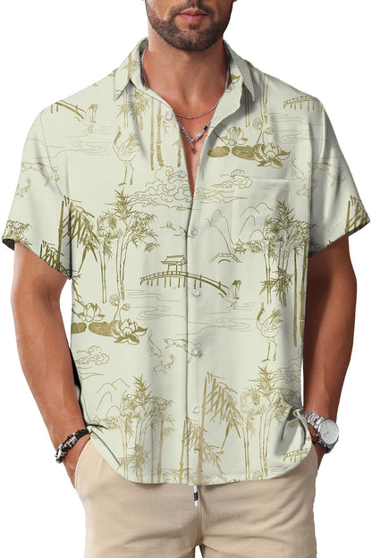 HOTKYKU Hawaiian Shirt for Men: Beach Vacation Summer Short Sleeve Button Down Mens Shirts Casual Stylish