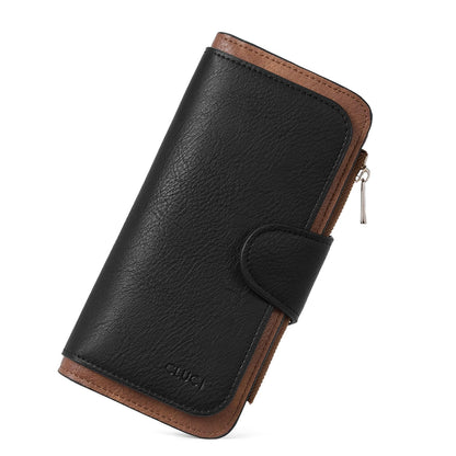 HOTCLUCI Wallet For Women PU Leather RFID Blocking Womens Wallet Bifold Card Holder with ID Window Gifts for Women Birthday