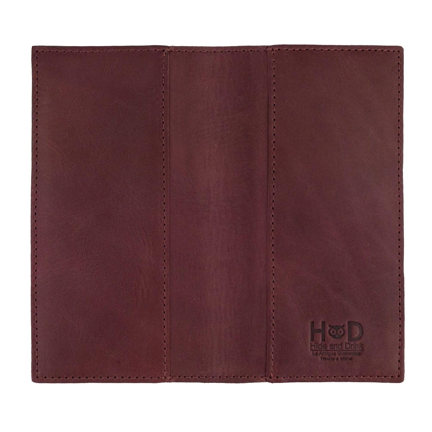 HOTHide & Drink, Checkbook Cover, Minimalist Organizer for Personal or Business Finances, Bill Holder, Full Grain Leather, Handmade, Bourbon Brown