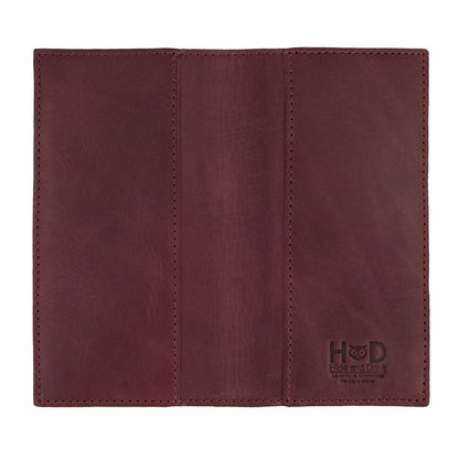HOTHide & Drink, Checkbook Cover, Minimalist Organizer for Personal or Business Finances, Bill Holder, Full Grain Leather, Handmade, Bourbon Brown
