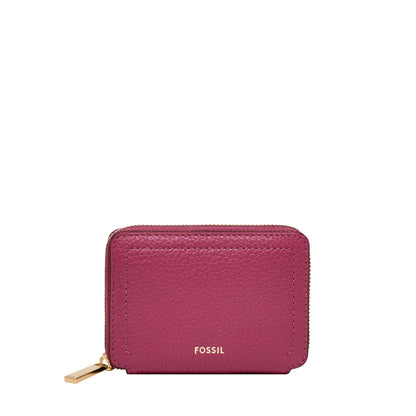 HOTFossil Women's Logan RFID-Blocking Leather Zip Around Card Case Wallet with Keychain