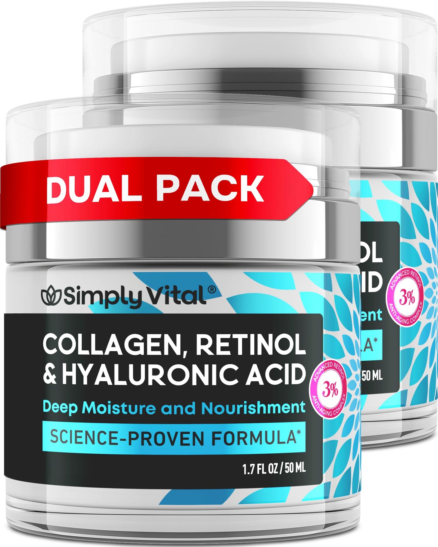 HOTAnti-Aging Face Moisturizer with Retinol, Collagen & Hyaluronic Acid - Moisturizer Face Cream for Women & Men - Visibly Firming & Hydrating Neck Cream - Day & Night Skin Care - 1.7 fl oz