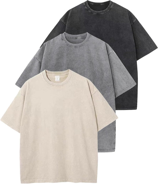 HOTArssm Men Oversized T Shirts Vintage Tee Loose Fit Short Sleeve Casual Streetwear Baggy Washed Unisex Tops