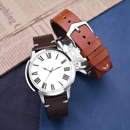 HOTBISONSTRAP Men's Watch Bands, Hand-Stitched Leather Watch Straps, Quick Release, 18mm 19mm 20mm 21mm 22mm