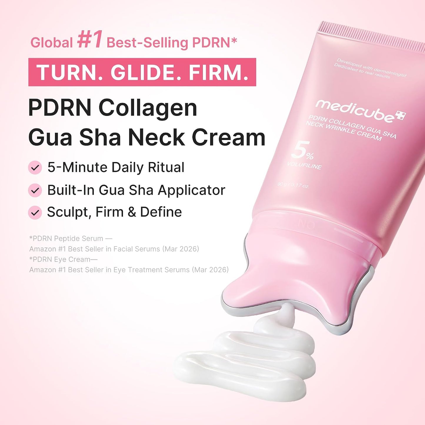 HOTmedicube PDRN Collagen Gua Sha Neck Wrinkle Cream - Firming, Contour Care | Built-In Gua Sha Massager with Volufiline 5% - For the Look of Fine Lines, Jawline, Neck, Décolleté, Korean Skincare, 3.17 oz