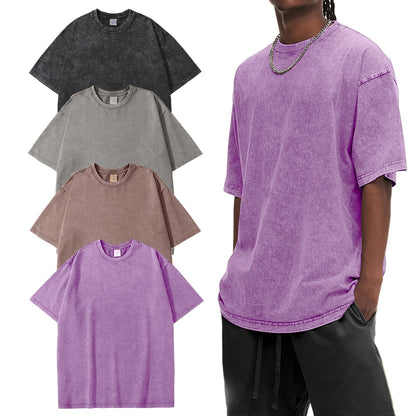 HOTEiscntd Mens Oversized T-Shirts Heavyweight Cotton Vintage Unisex Baggy Tee