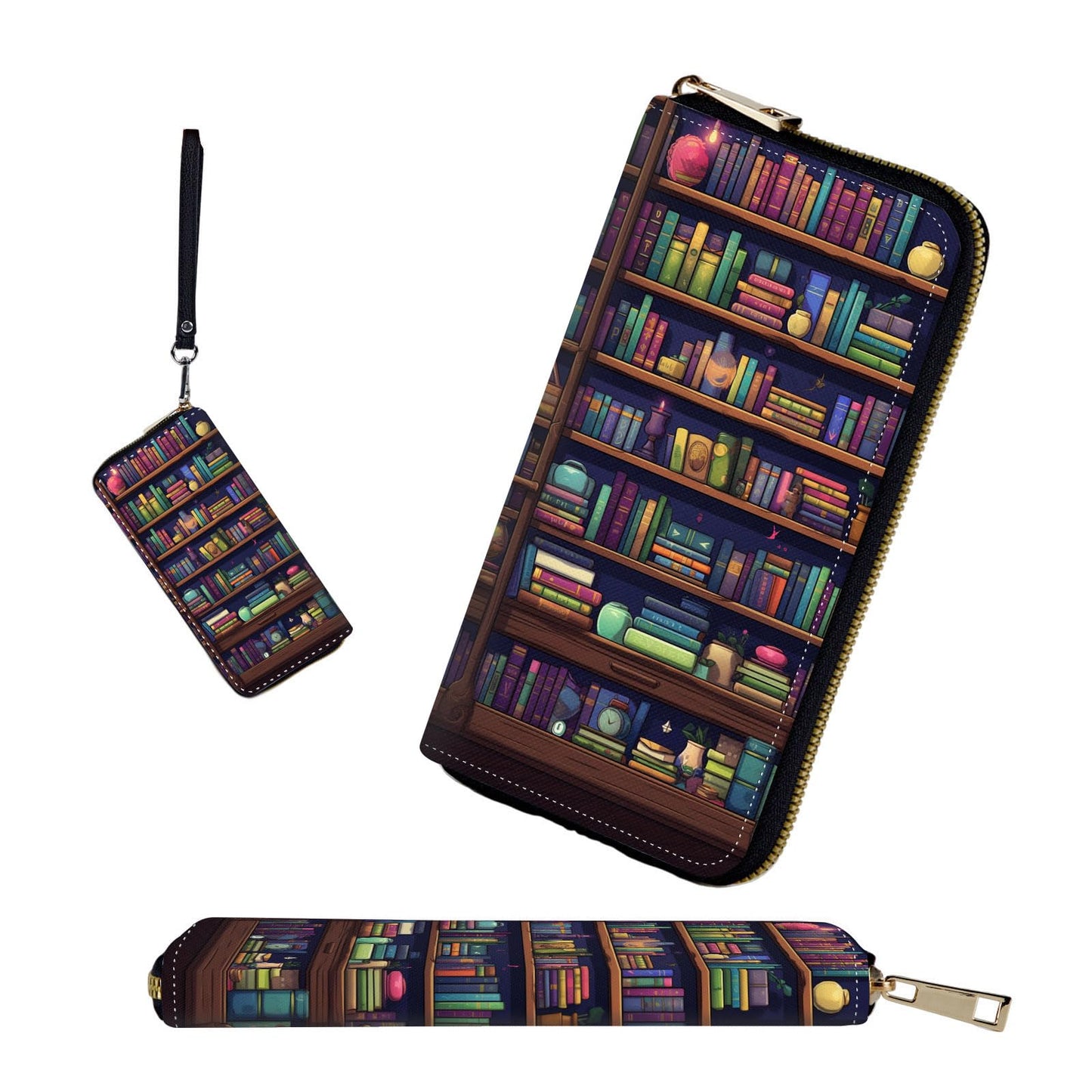 HOTRFID-Blocking Zip Around Wallets for Women with Detachable Wrist Strap,Large Capacity Phone Holder with Card Organizer & Coin Pocket,Brown Highland Cow