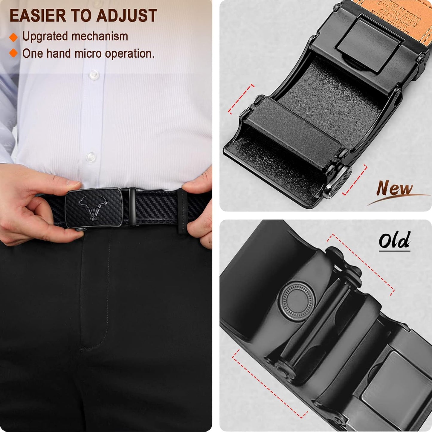 HOTBULLIANT Men's Belt,Brand Ratchet Belt Of Genuine Leather For Gift Men Dress,Size Customized