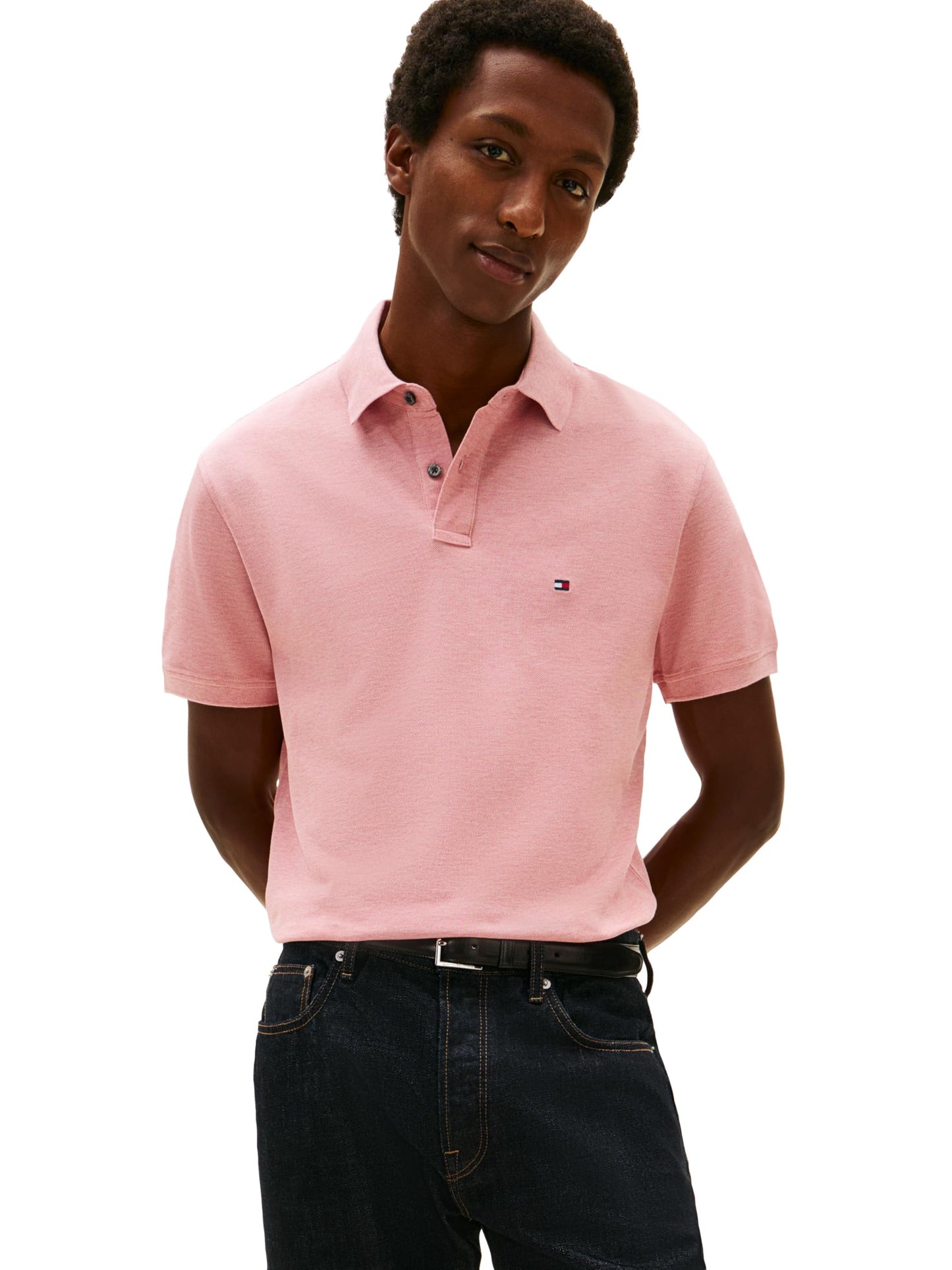 HOTTommy Hilfiger Men's Short Sleeve Polo Shirts in Classic Fit with Stretch and Organic Pique Cotton