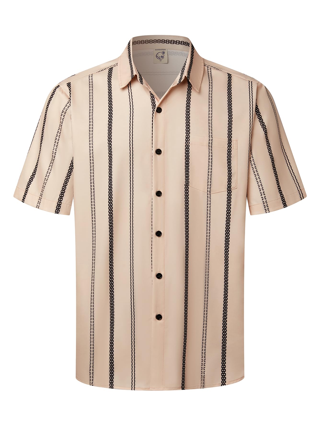 HOTHardaddy Men's Casual Striped Shirts Button Down Short Sleeve Blouse Summer Hawaiian Shirt