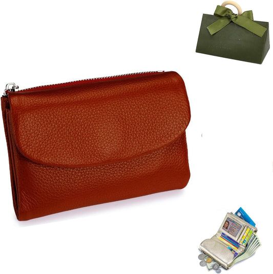 HOTUnisex Pebble Leather Wallet, Short Genuine Leather Purse for Coins and Cards, Soft Genuine Leather Coin Purse (Red * 1Pcs)