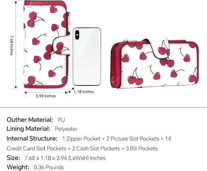 HOTCLUCI Cherry Wallet for Women Bundles with Wallet for Women