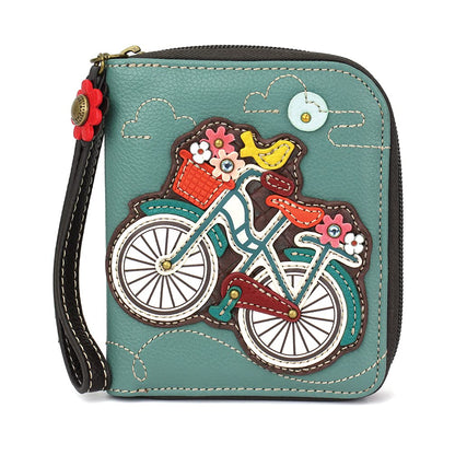 HOTCHALA Zip Around Wallet, Wristlet, 8 Credit Card Slots, Sturdy Pu Leather - Frog - Turquoise