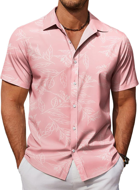 HOTCOOFANDY Mens Hawaiian Shirts Short Sleeve Button Down Aloha Shirt Casual Beach Clothes