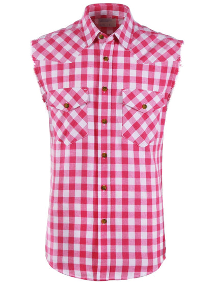 HOTMen's Casual Flannel Plaid Shirt Sleeveless Plus Size Vest