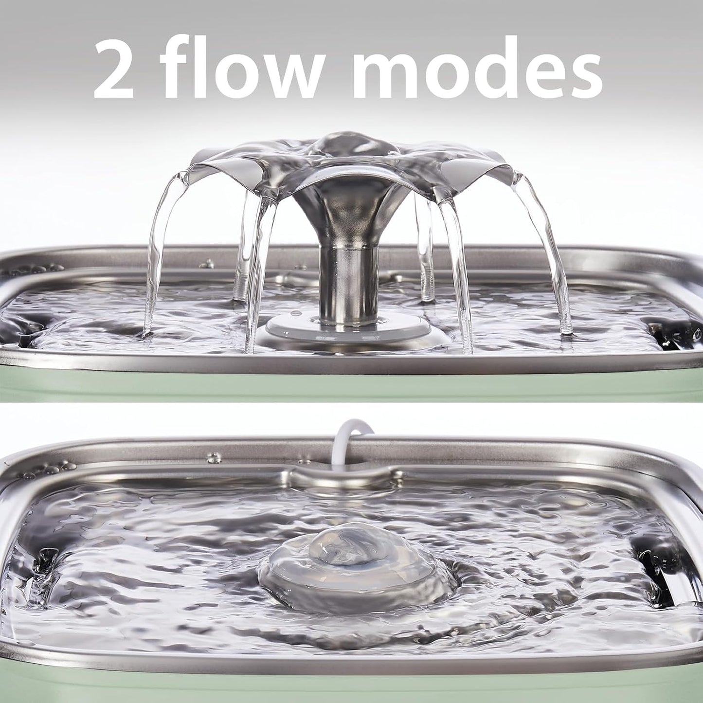 HOTVeken Innovation Award Winner Stainless Steel Cat Water Fountain, 108oz/3.2L Automatic Pet Fountain Dog Water Dispenser with Replacement Filters & Silicone Mat for Cats, Dogs (Tea Green)