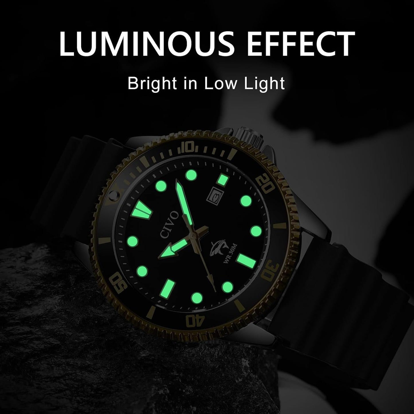 HOTCIVO Sport Wrist Watches for Men: Classic Analog Watch with Date Luminous - Silicone Strap & Waterproof - Casual Men's Watch for Outdoor Camping Cycling