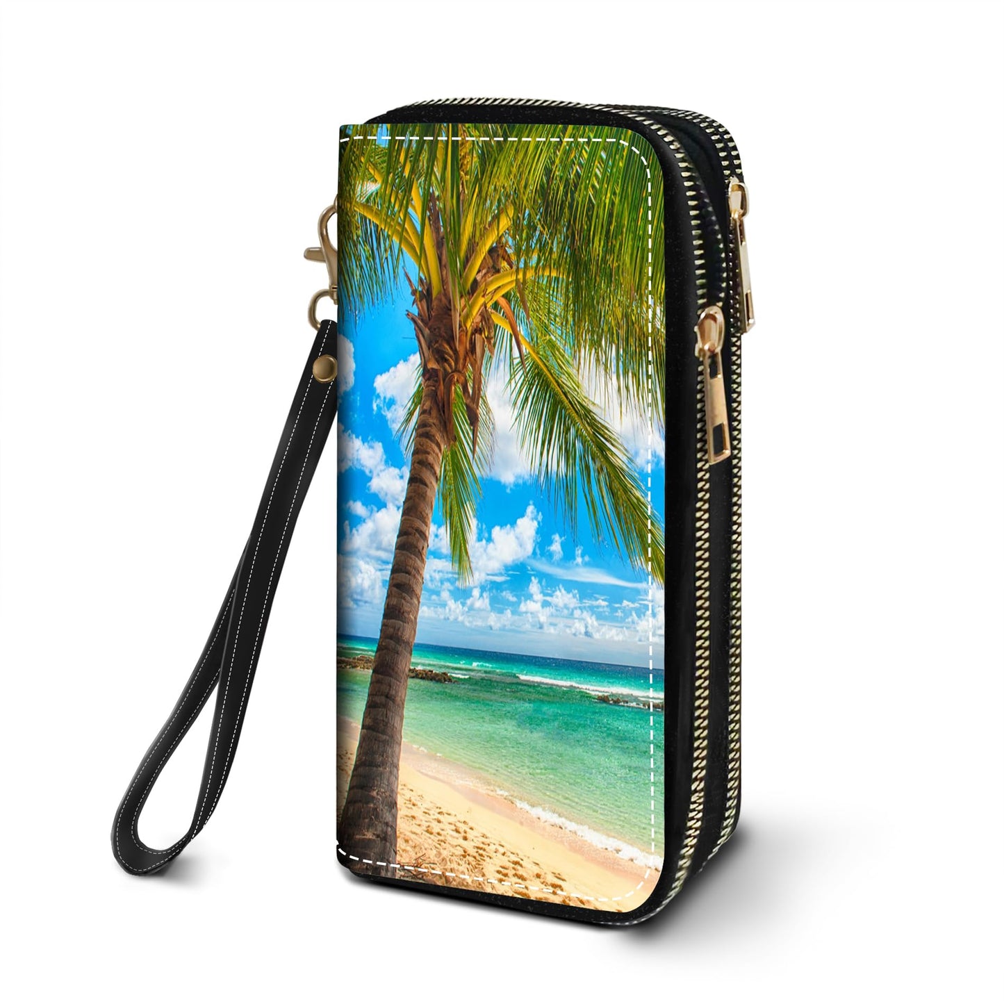 HOTWomen's Large Capacity Wallet PU Leather Double Zipper Clutch Purse Multifunctional Wallet with Removable Wristlet Strap for Smart Phone/Coin/Card/Cash, Flower Butterfly