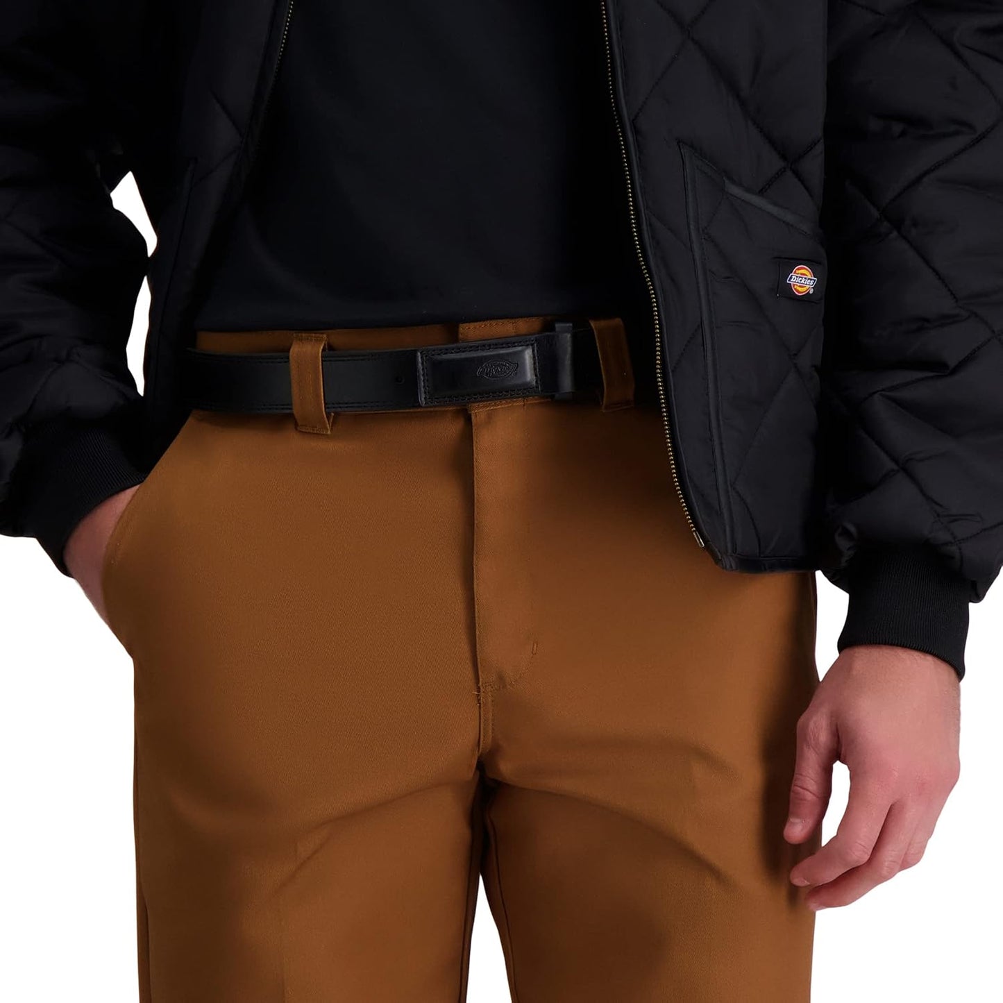 HOTDickies Men's Dickies Unisex Leather Mechanic No-Scratch Work Belt - Buckleless, Snap-On Belt