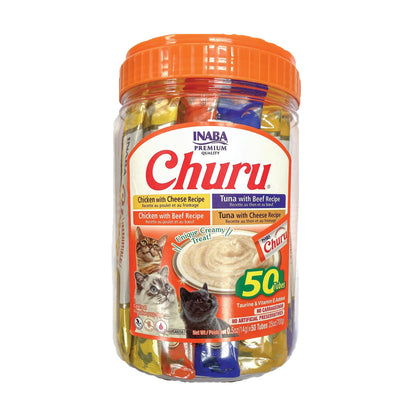 HOTINABA Churu Cat Treats, Lickable, Squeezable Creamy Purée Cat Treat with Green Tea Extract & Taurine, 0.5 Ounces Each Tube, 20 Tubes, Tuna Variety Box