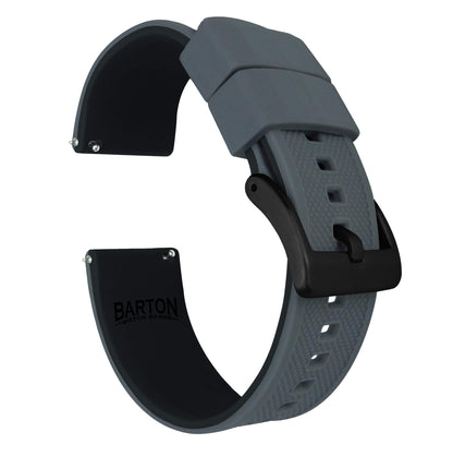 HOTBARTON Elite Silicone Watch Bands - Quick Release - Choose Strap Color & Buckle Color (Stainless Steel, Black PVD or Gunmetal Grey) - 18mm, 20mm, 22mm & 24mm Watch Straps