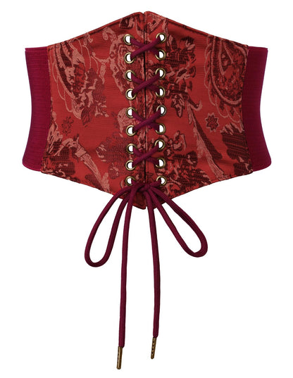 HOTScarlet Darkness Renaissance Corset Belt Lace-up Tied Waspie Wide Elastic Waist Belts for Women